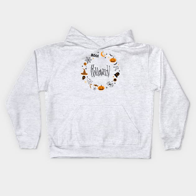 Boo! Halloween Ghostly Delight Kids Hoodie by neverland-gifts